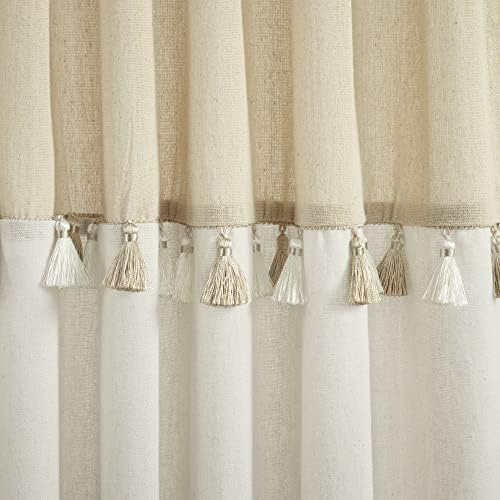 Lush Decor Boho Faux Linen Tassel Window Curtain Panels Pair