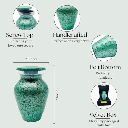 UNITEDCRAFT Green Marble Cremation Urn 3 Inch