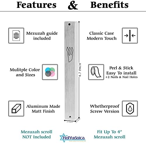 3-Pack Classic Aluminum Mezuzah Case with Nail
