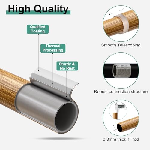 Bohemian Wood Grain Curtain Rods 66-120 Inch