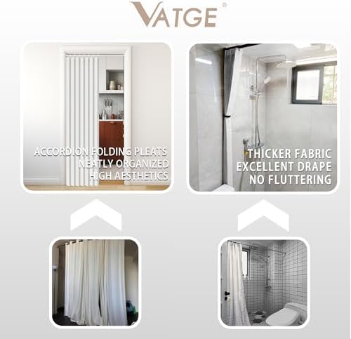 Vatge Accordion Door Curtain Panel with Tieback - Stone White