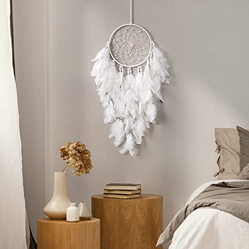 Dremisland White Feathers Dream Catcher Wall Hanging