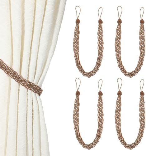 Uxcell 4 Pcs Curtain Tiebacks Brown 56cm