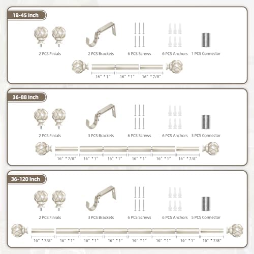 Champagne Gold Curtain Rod for Windows 28-48 Inches