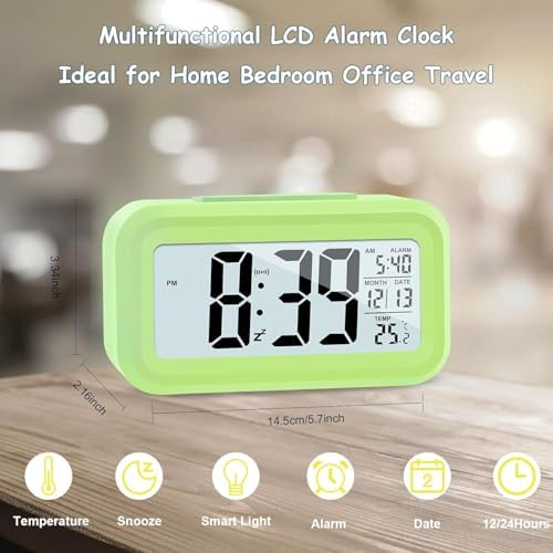 Upgraded Digital Alarm Clock with Temperature and Night Light Control