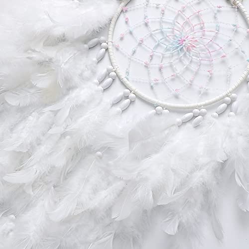 Dremisland White Feathers Dream Catcher Wall Hanging