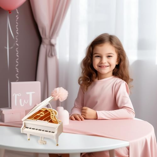 Mini Grand Piano Musical Jewelry Box with Wind Up Mechanism