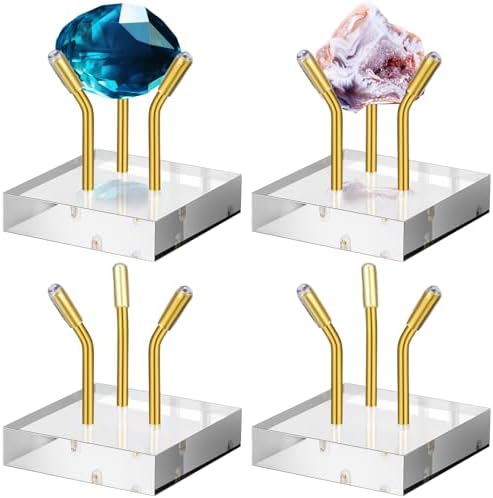 Weysat 4 Pack Clear Acrylic Display Stand with 3 Peg Metal Easel