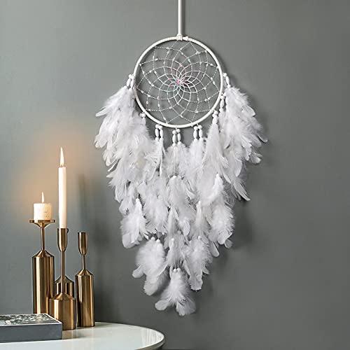 Dremisland White Feathers Dream Catcher Wall Hanging