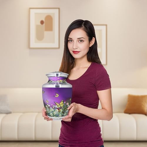 M Meilin Xu Butterfly Cremation Urn Purple Large