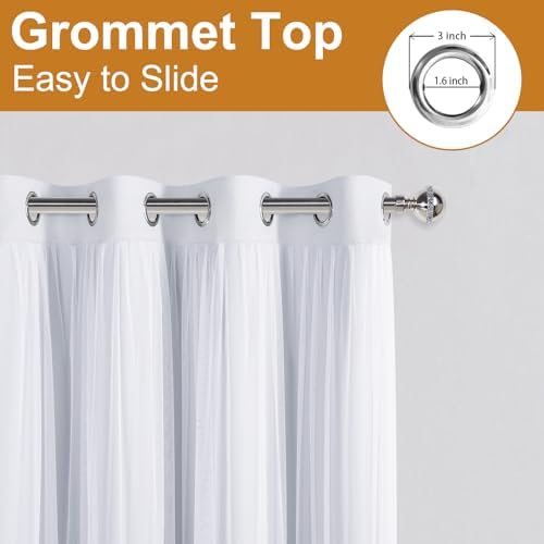 DWCN Blackout Curtains with Sheer Overlay 52 Wx84 L