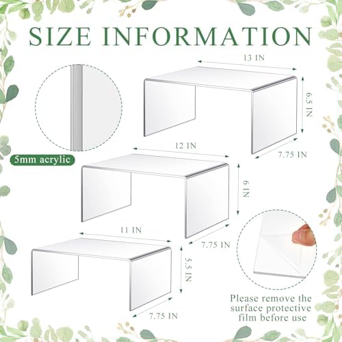 3 Pcs Extra Large Acrylic Display Risers for Collectibles