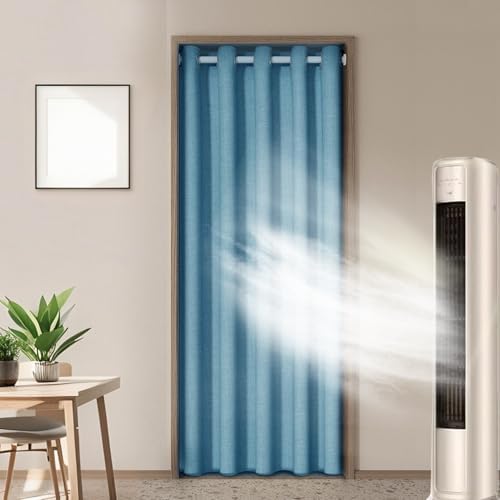 Magnetic Thermal Insulated Door Curtain Blue 118x87