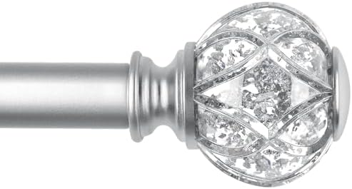 KAMANINA Silver Curtain Rod 32-58 Inch Adjustable Single Rods