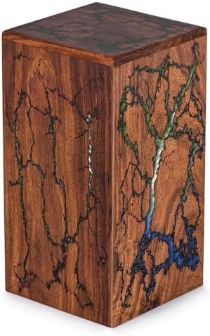Stonlif Wooden Urn for Human Ashes - Thunderstorm Design