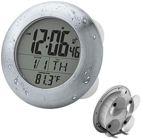 Ken-Tech Sonnet Shower Clock - Digital Time Date Day Temp Display