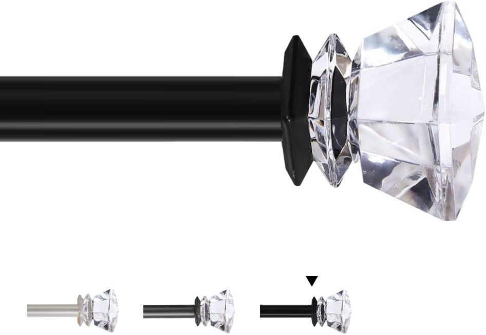 HVERSAILTEX Matte Black Window Rod Set 34 Inch Diameter