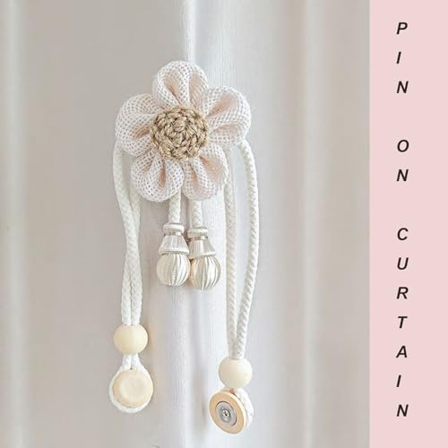 Magnetic Curtain Holdbacks Cream Style 2 Pack
