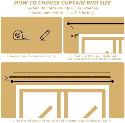 Adjustable Gold Curtain Rods 28-48 Inch Single Rod Set