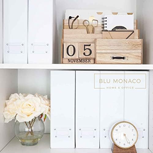 BLU MONACO Set of 6 Foldable White Magazine File Holders