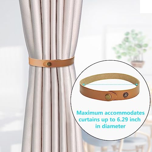 Retro Leather Curtain Tiebacks 4 Pack Brown Holdbacks