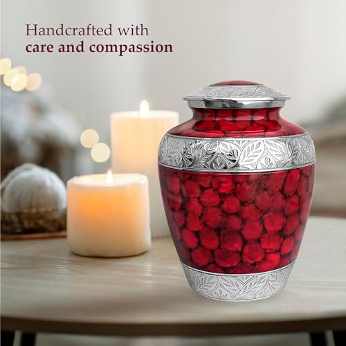 Trupoint Memorials Cremation Urn Red with Silver Lining
