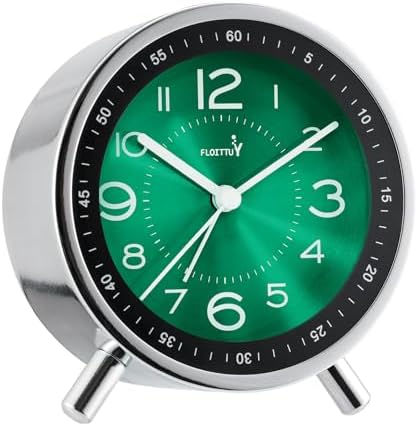 Super Silent Metal Alarm Clock with Night Light and Retro Design