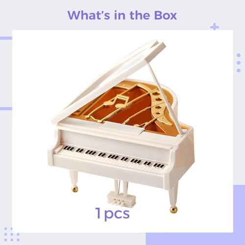 Mini Grand Piano Musical Jewelry Box with Wind Up Mechanism