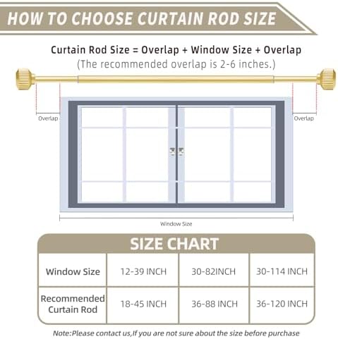 Warm Gold Curtain Rods 66-120 Inch Heavy Duty Adjustable