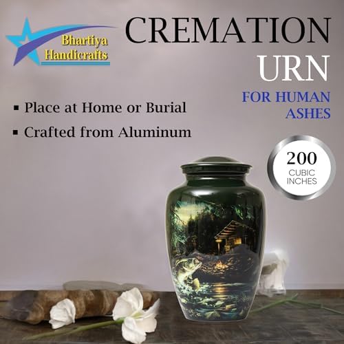 Handcrafted Fishing Urn for Adult Ashes Men Women Memorial