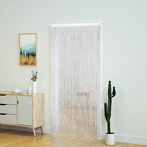 YaoYue Beaded Curtain Door Divider Decor 39x79in White