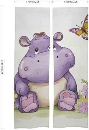 Butterfly Hippo Door Curtain Split Blackout Panel