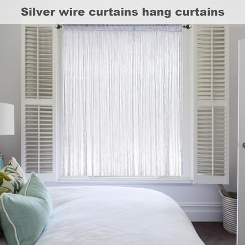 Beaded Door Curtain 79x39 Inch Grey Decorative Curtain