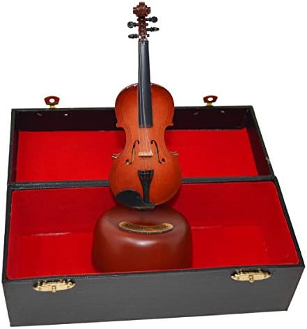 Violin Music Box With Rotating Musical Base Miniature Art Gift