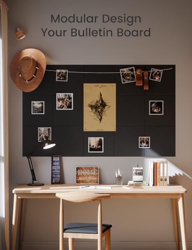 Large Felt Bulletin Board 48x36 Black 6 Pack with 40 Adhesive Tabs