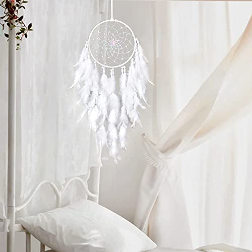 Dremisland White Feathers Dream Catcher Wall Hanging