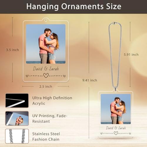 TEQUAN Custom Photo Car Charm - Personalized Rearview Mirror Decor