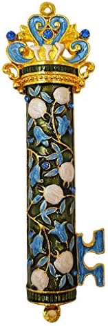 Talisman4u Blue Enamel Mezuzah with Scroll Case