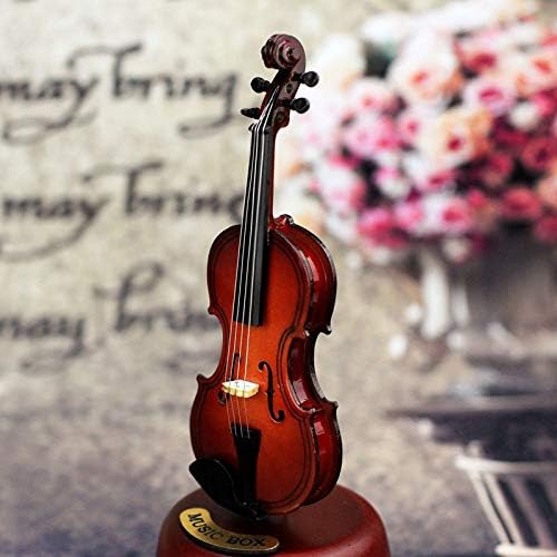 Violin Music Box With Rotating Musical Base Miniature Art Gift