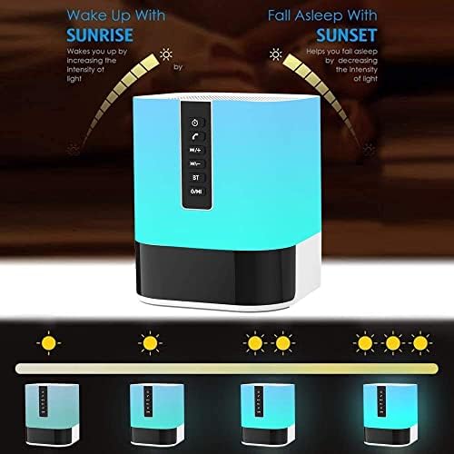 Aisuo Multifunction Bedside Lamp with Bluetooth Speaker and Digital Calendar Alarm Clock