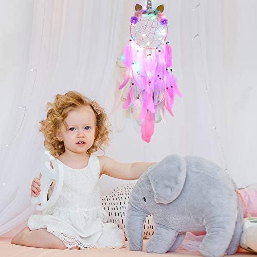 FIODAY Unicorn Dream Catcher Wall Decor with LED Light