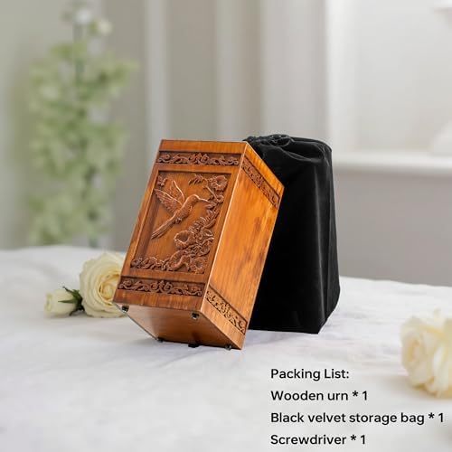 Lunirith Wooden Hummingbird Urn for Human Ashes - 250 lbs Capacity