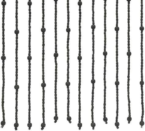 Handmade Wood Bead Curtain Door Panel Black