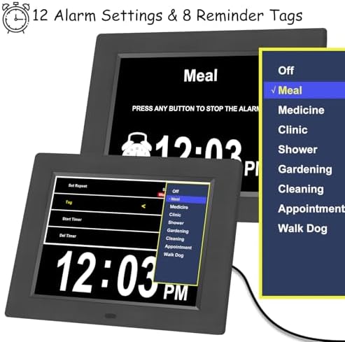 Jaihonda Large Digital Clock with Day Date and 12 Alarms