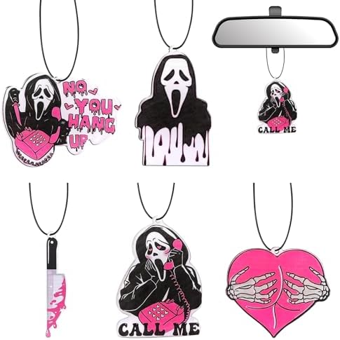 Jeffdad 5 Pcs Pink Ghost Car Hanging Ornaments