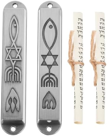 2pcs Pewter Mezuzah with Scroll for Door