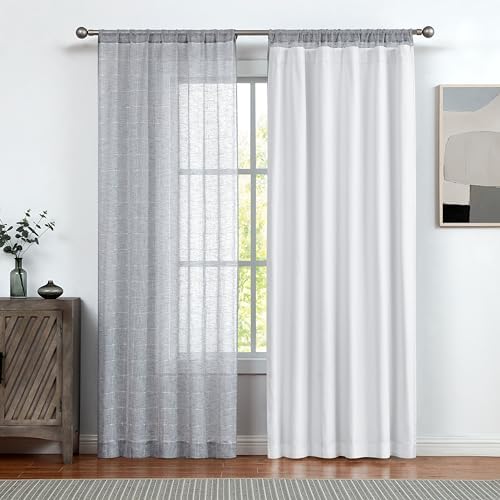 White Full Blackout Curtain Liner Panel Rod Pocket for Bedroom