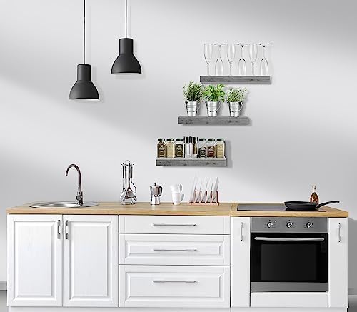 Sorbus Floating Shelves Wall Mount Gray 3 Pack