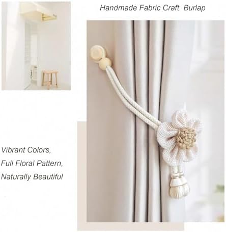 Magnetic Curtain Holdbacks Cream Style 2 Pack