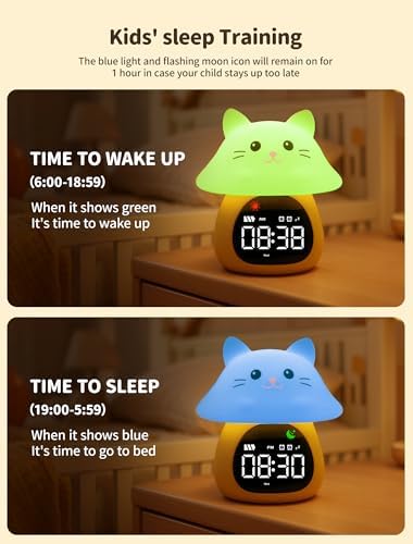 MASHI Mushroom Alarm Clock for Kids